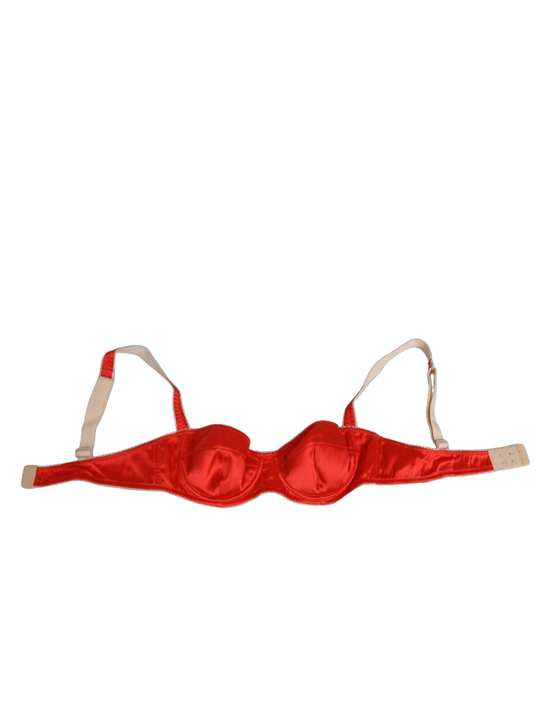 Dolce & Gabbana Red Silk Satin Underwire Bra - Balconette Style