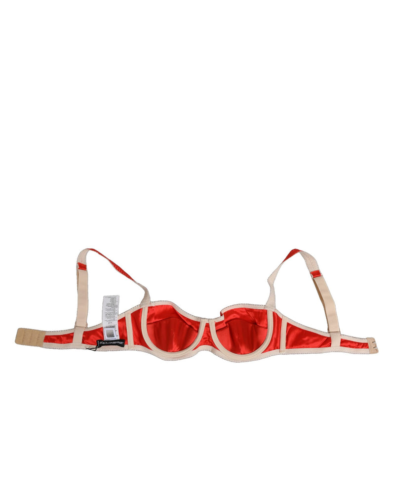 Dolce & Gabbana Red Silk Satin Underwire Bra - Balconette Style