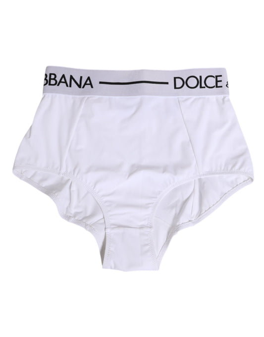 Dolce & Gabbana White Nylon Logo Waistband Coulotte Underwear