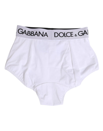 Dolce & Gabbana White Nylon Logo Waistband Coulotte Underwear