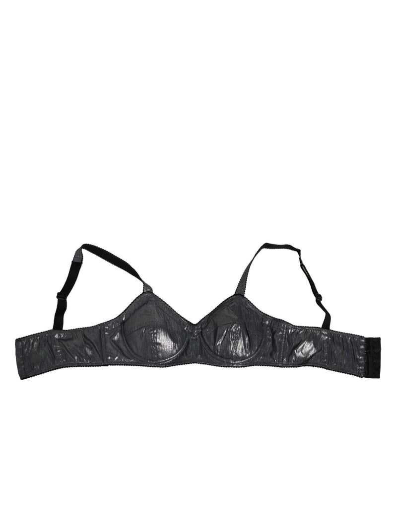 Dolce & Gabbana Dark Gray Silk Stretch Balconcino Bra
