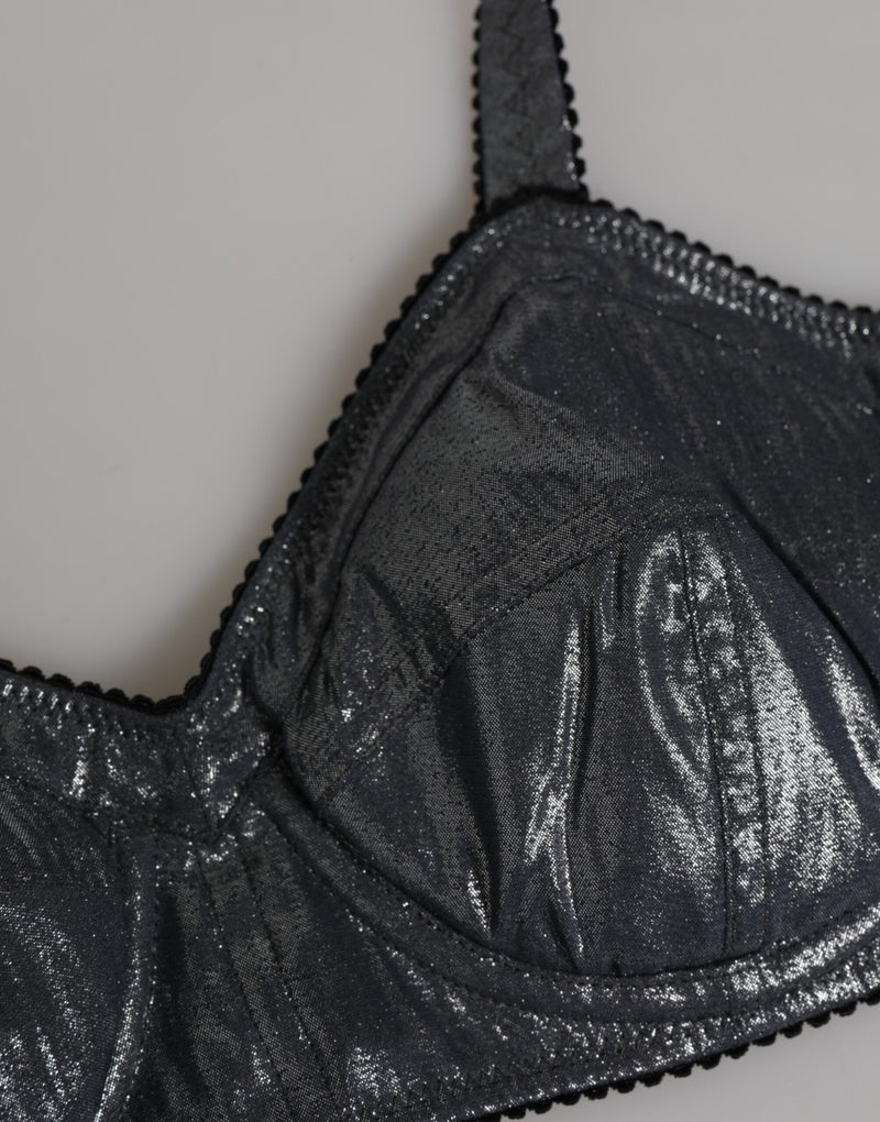 Dolce & Gabbana Dark Gray Silk Stretch Balconcino Bra