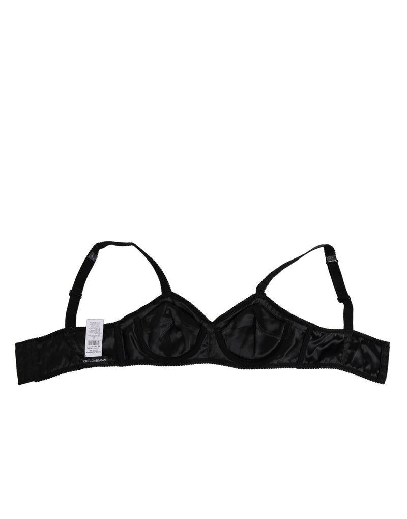 Dolce & Gabbana Dark Gray Silk Stretch Balconcino Bra