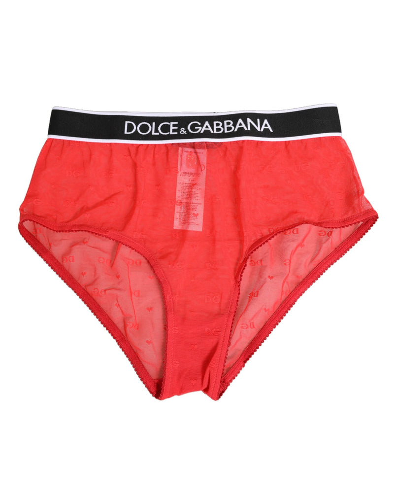 Dolce & Gabbana Red Nylon Logo Waistband Brief Panty