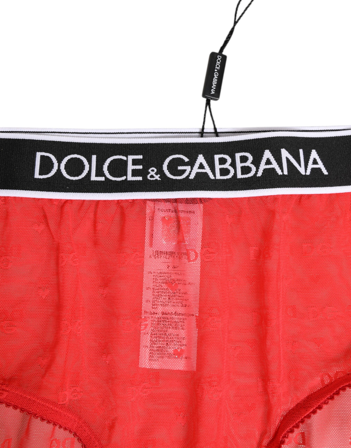 Dolce & Gabbana Red Nylon Logo Waistband Brief Panty