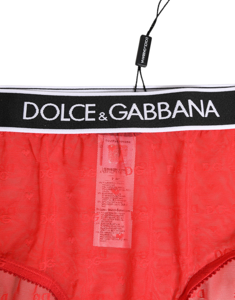 Dolce & Gabbana Red Nylon Logo Waistband Brief Panty