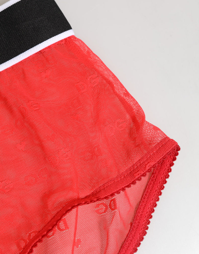 Dolce & Gabbana Red Nylon Logo Waistband Brief Panty