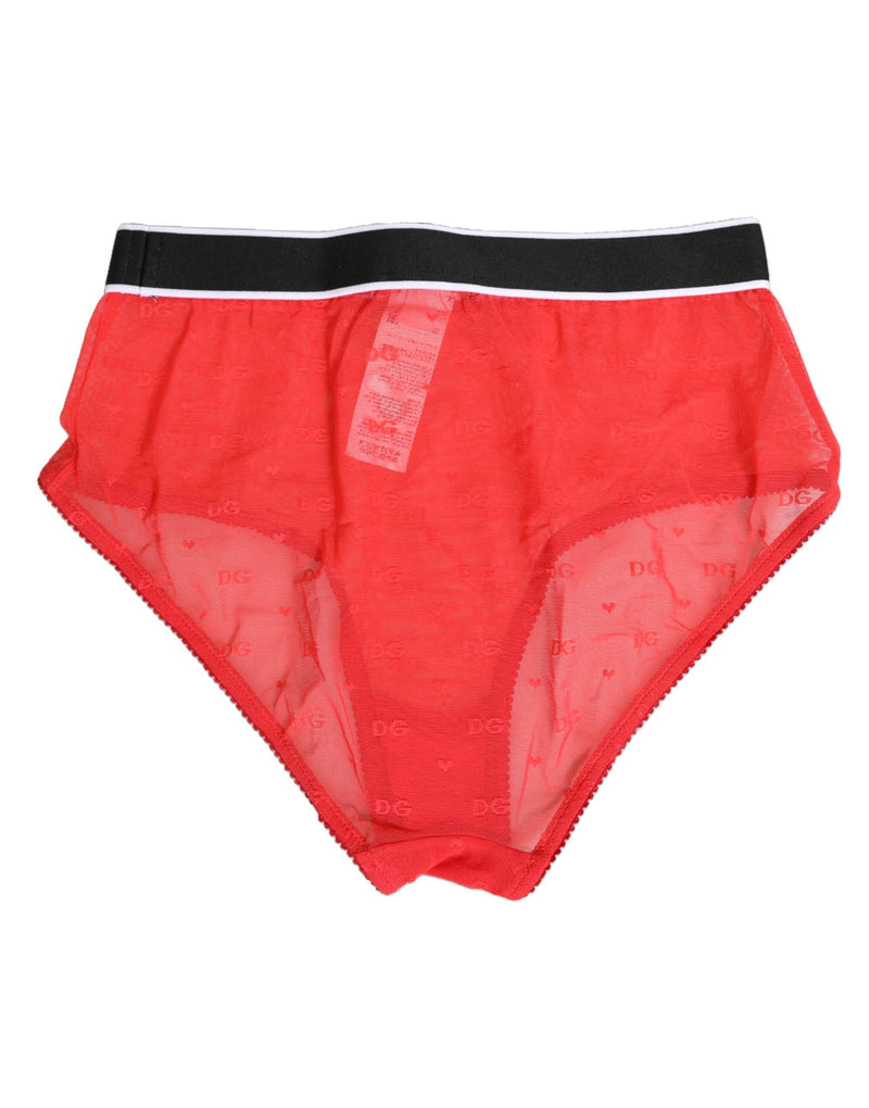 Dolce & Gabbana Red Nylon Logo Waistband Brief Panty