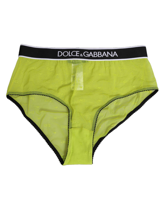 Dolce & Gabbana Green Nylon Logo Waistband Brief Panty