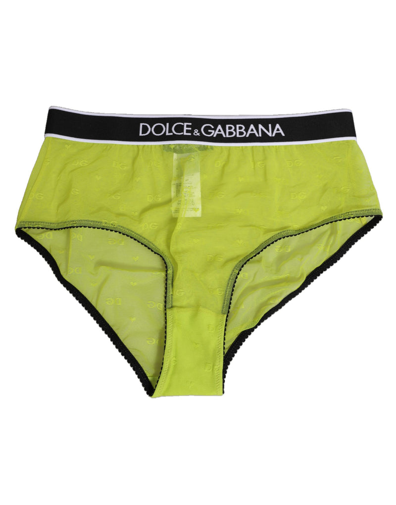 Dolce & Gabbana Green Nylon Logo Waistband Brief Panty