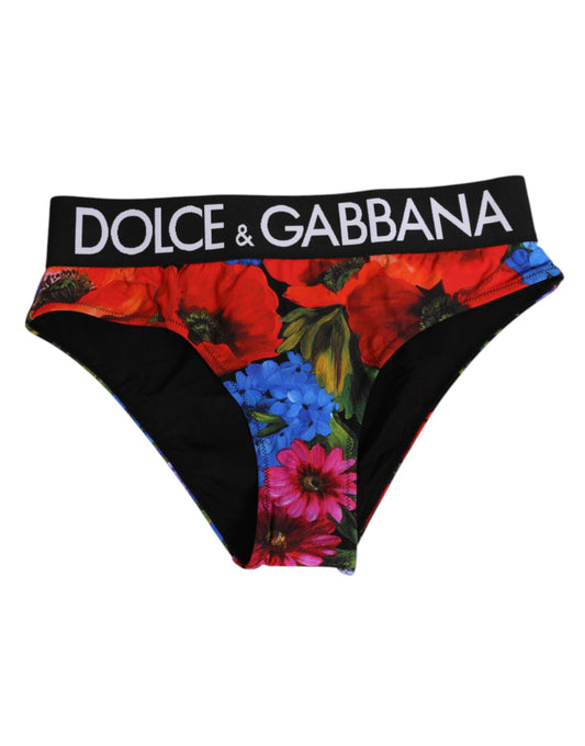 Dolce & Gabbana Black Floral Print High Waist Panty