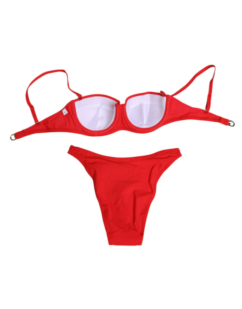 Maillot de bain en nylon rouge Dolce & Gabbana Balconcino+Slip