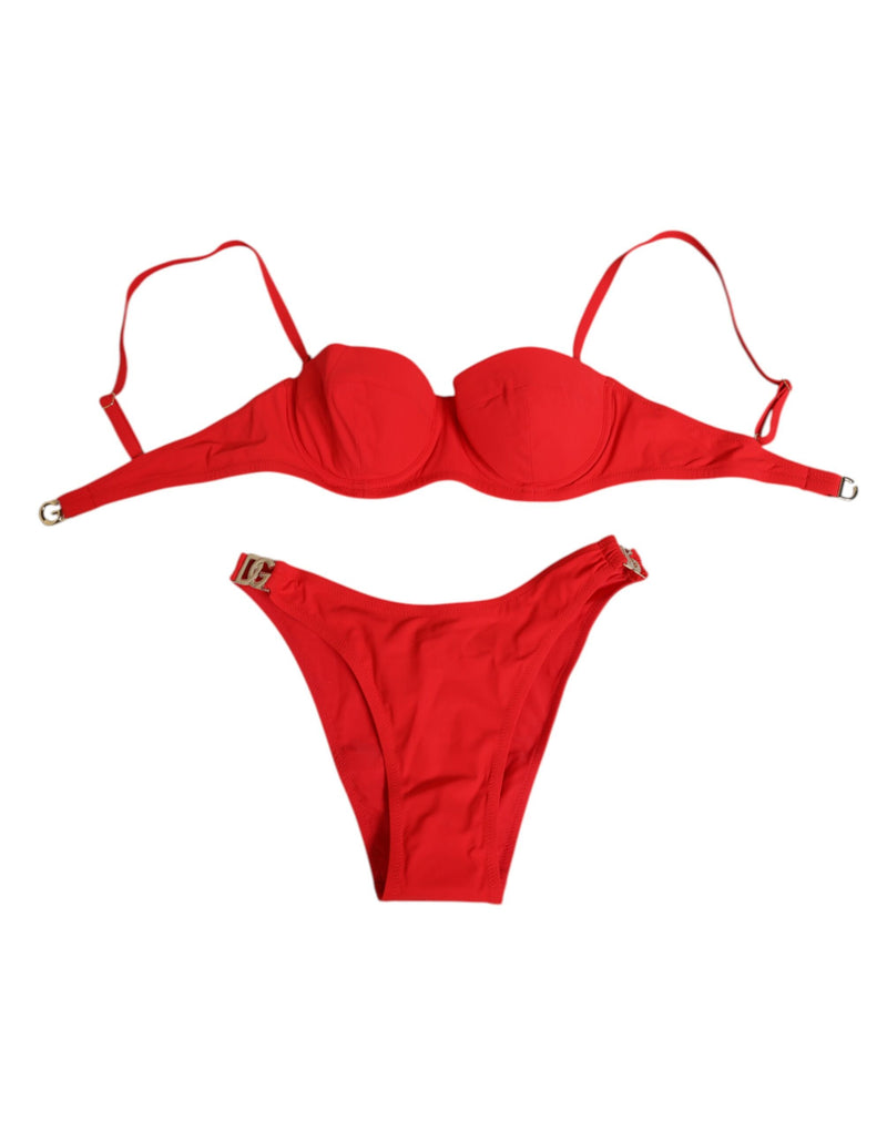 Maillot de bain en nylon rouge Dolce & Gabbana Balconcino+Slip