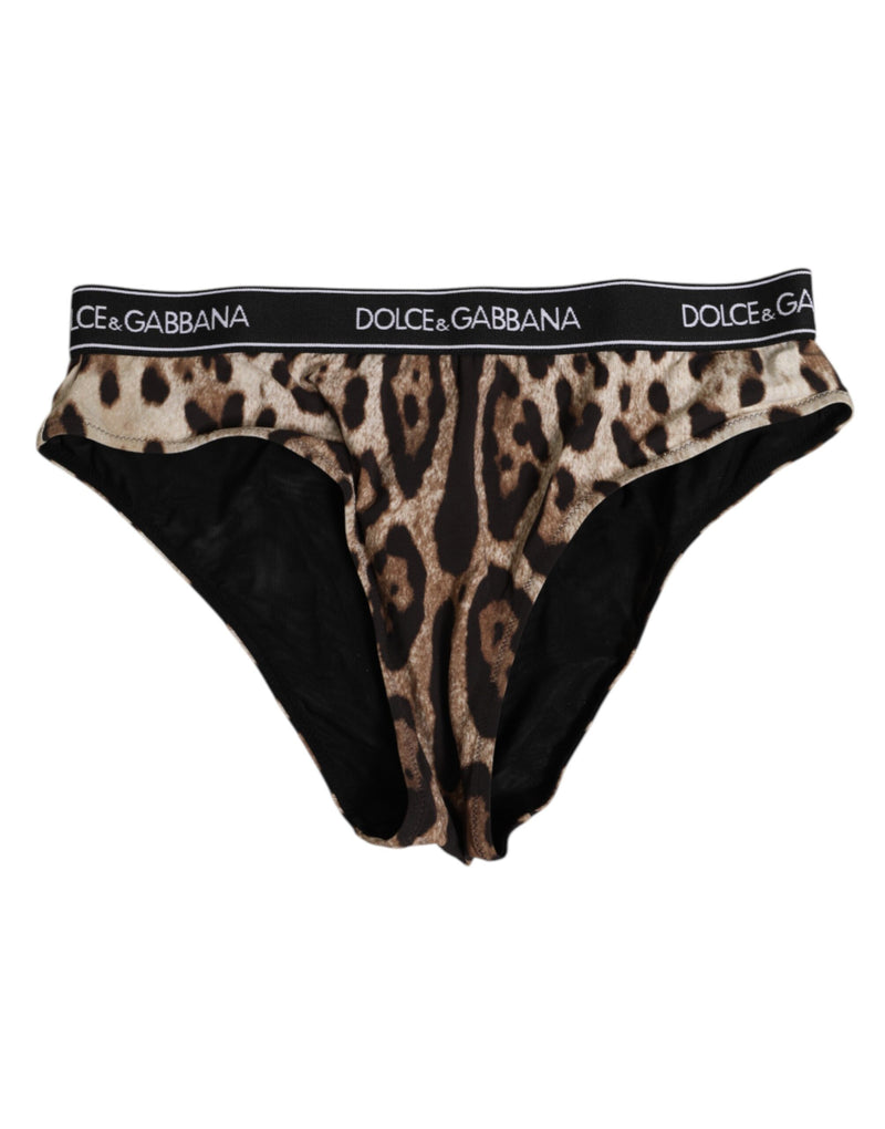 Dolce & Gabbana Brown Leopard High Waist Panty Underwear