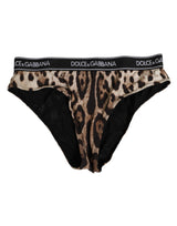 Dolce & Gabbana Brown Leopard High Waist Panty Underwear