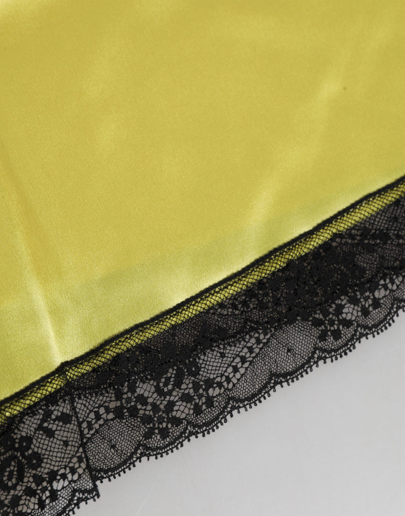 Dolce & Gabbana Yellow Satin Silk Mid Waist Underwear Shorts