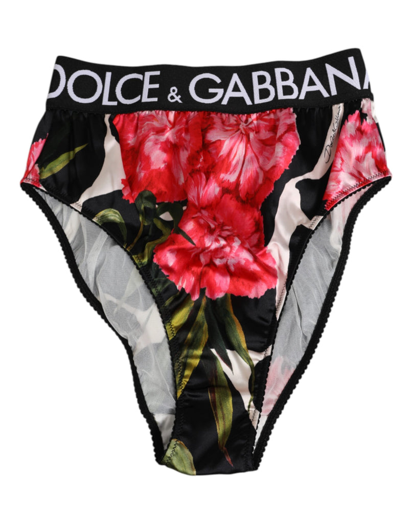 Dolce & Gabbana Black Floral Print High Waist Panty