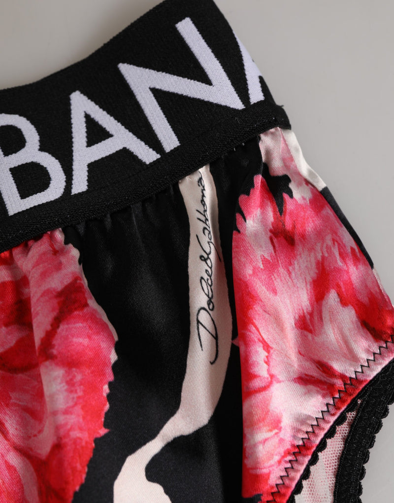 Dolce & Gabbana Black Floral Print High Waist Panty