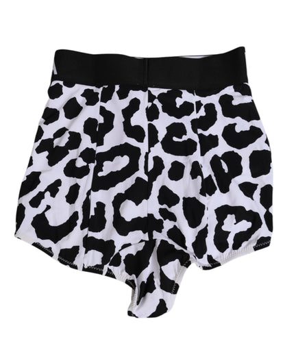 Dolce & Gabbana White Leopard Nylon High Waist Girdle Underwear