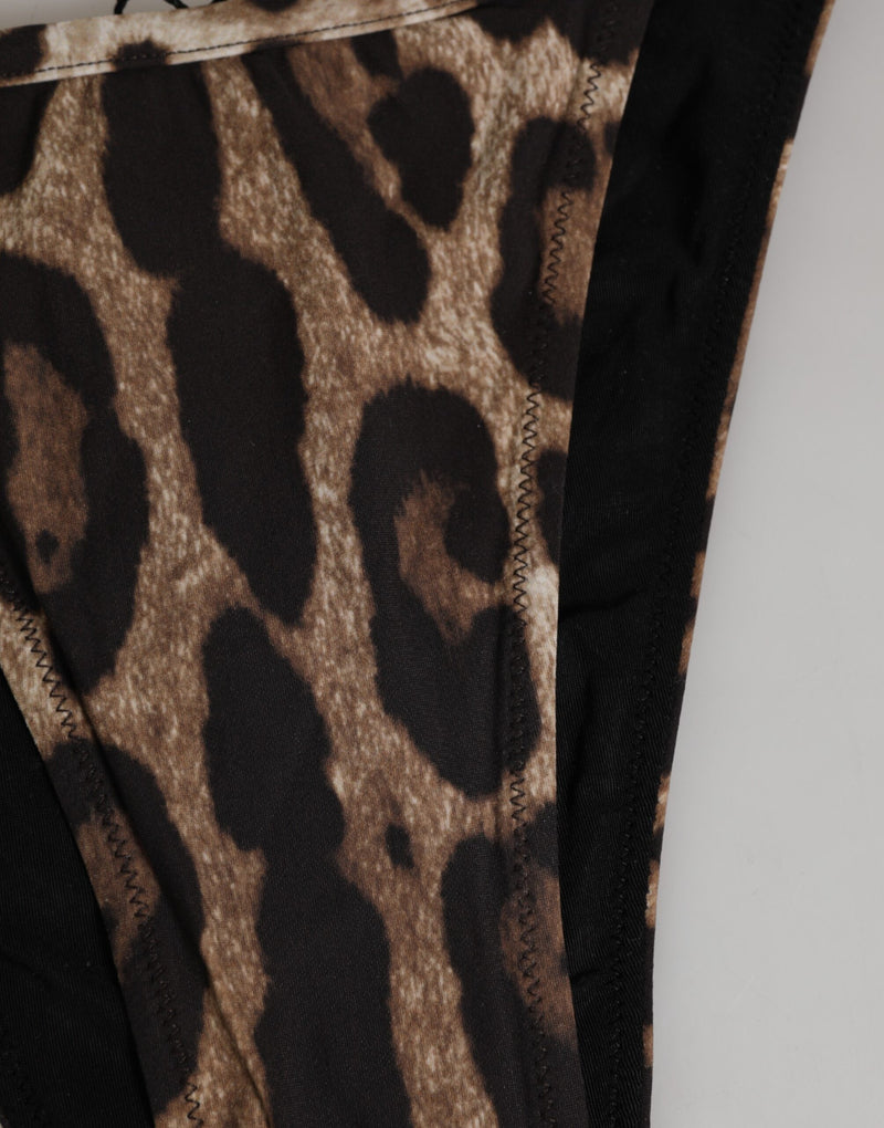 Dolce & Gabbana Brown Leopard Triangle Tanga Panty Underwear