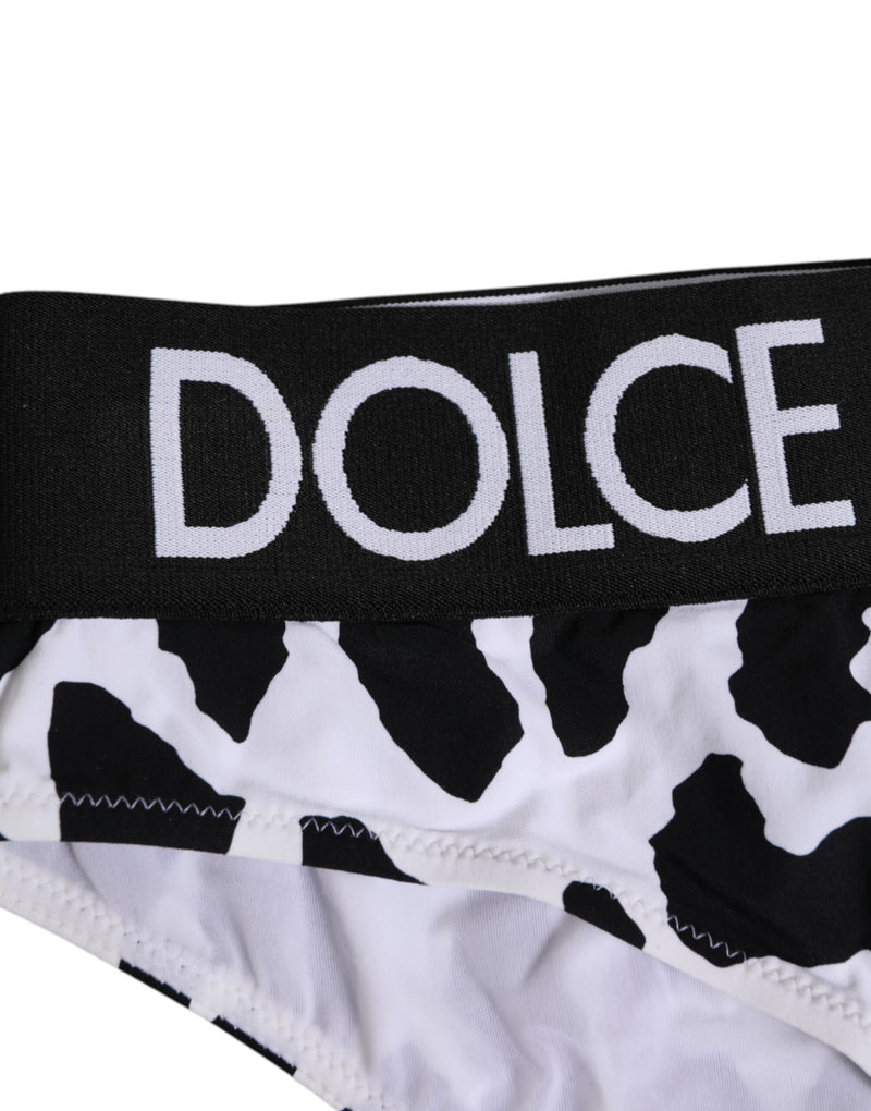 Dolce & Gabbana White Leopard High Waist Panty Underwear
