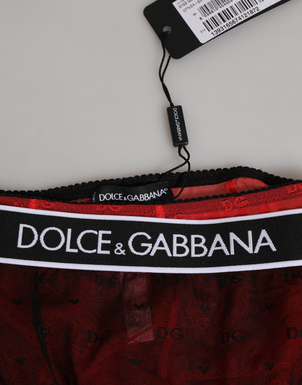 Dolce & Gabbana Gaine Haute Taille Noir Rouge en Nylon