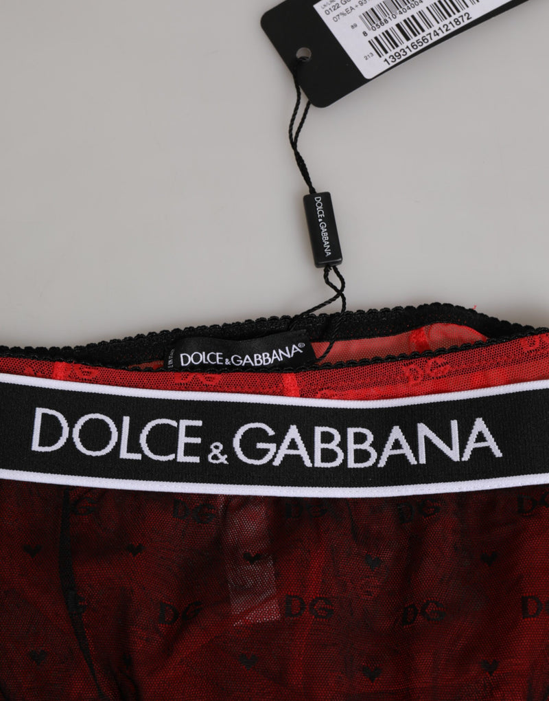 Dolce & Gabbana Gaine Haute Taille Noir Rouge en Nylon