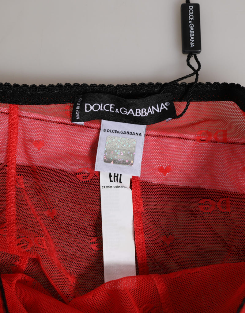 Dolce & Gabbana Gaine Haute Taille Noir Rouge en Nylon