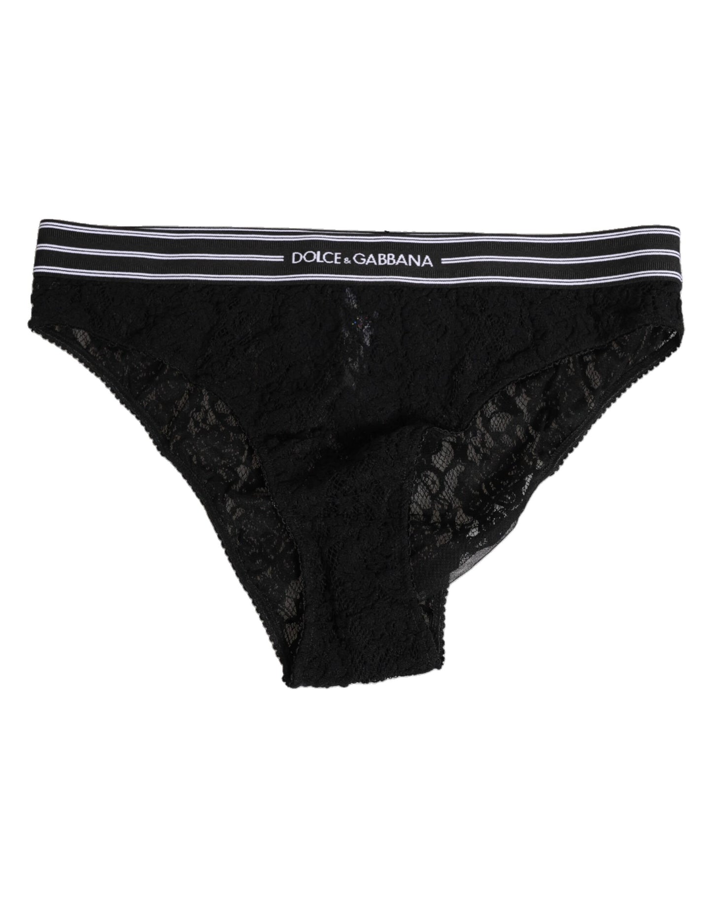 Dolce & Gabbana Black Lace Nylon High Waist Panty Underwear