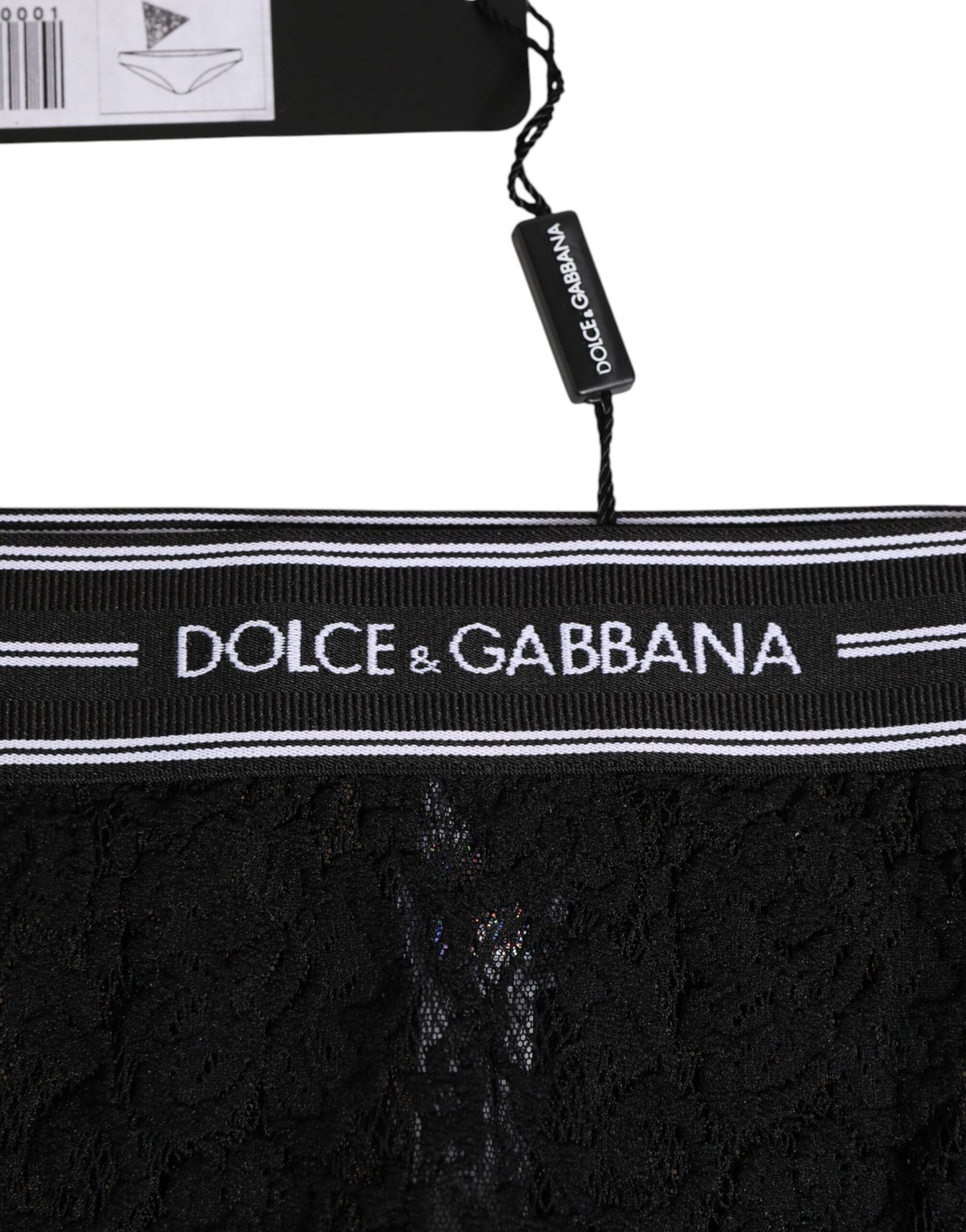 Dolce & Gabbana Black Lace Nylon High Waist Panty Underwear