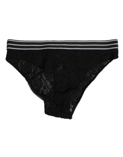 Dolce & Gabbana Black Lace Nylon High Waist Panty Underwear