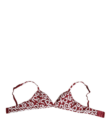 Dolce & Gabbana Red White Logo Mania Soft Cup Bra Underwear