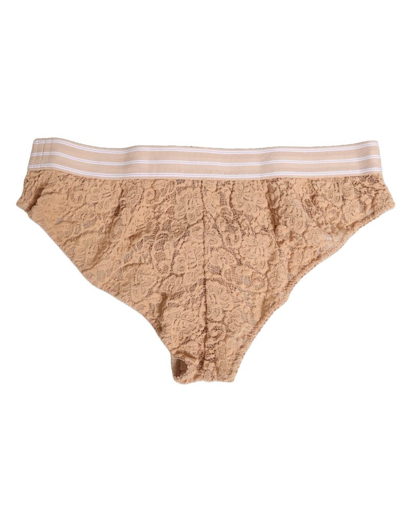 Dolce & Gabbana Beige Lace Nylon High Waist Panty