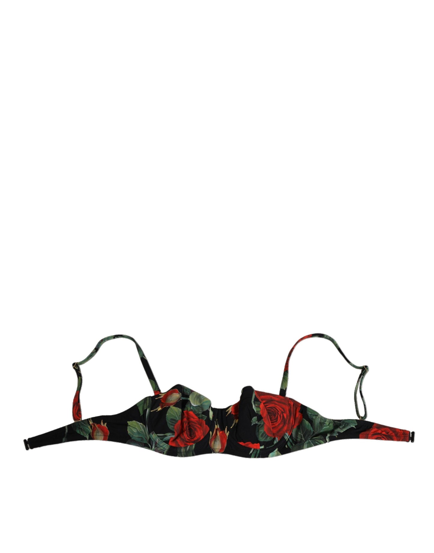 Dolce & Gabbana Black Floral Nylon Padded Balconnet Bra Underwear