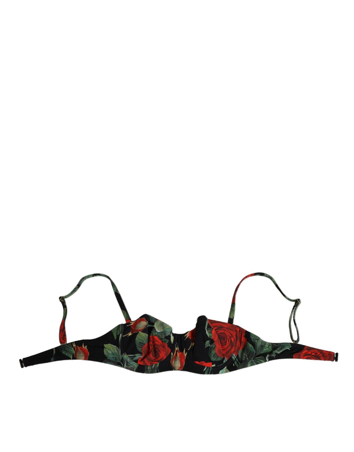 Dolce & Gabbana Black Floral Nylon Padded Balconette Bra