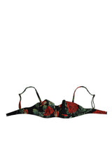 Dolce & Gabbana Black Floral Nylon Padded Balconette Bra