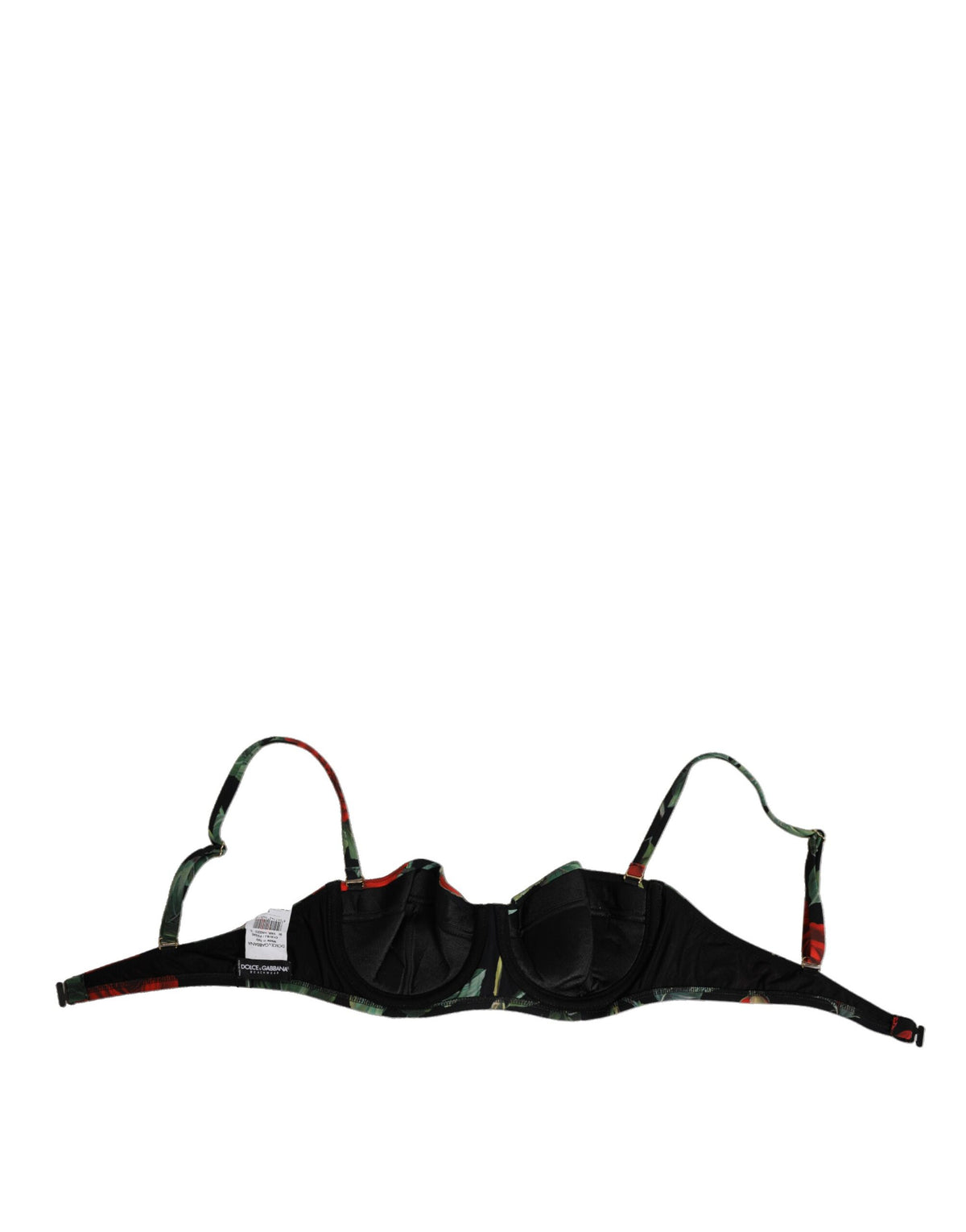 Dolce & Gabbana Black Floral Nylon Padded Balconette Bra