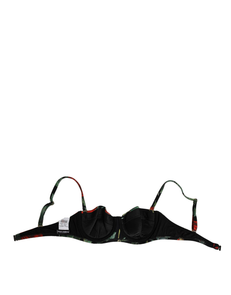 Dolce & Gabbana Black Floral Nylon Padded Balconette Bra