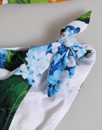 Dolce & Gabbana White Floral Swimsuit 2 Piece Top Bottom Swimwear