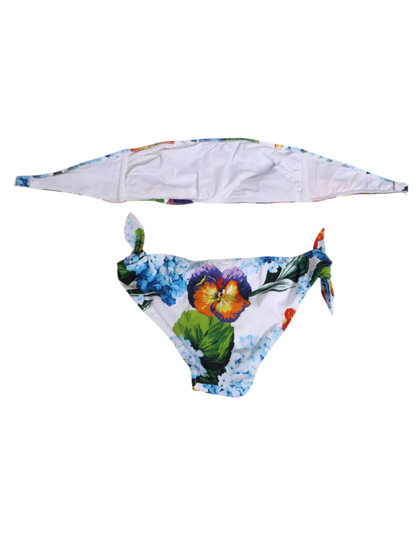 Dolce & Gabbana White Floral Swimsuit 2 Piece Top Bottom Swimwear