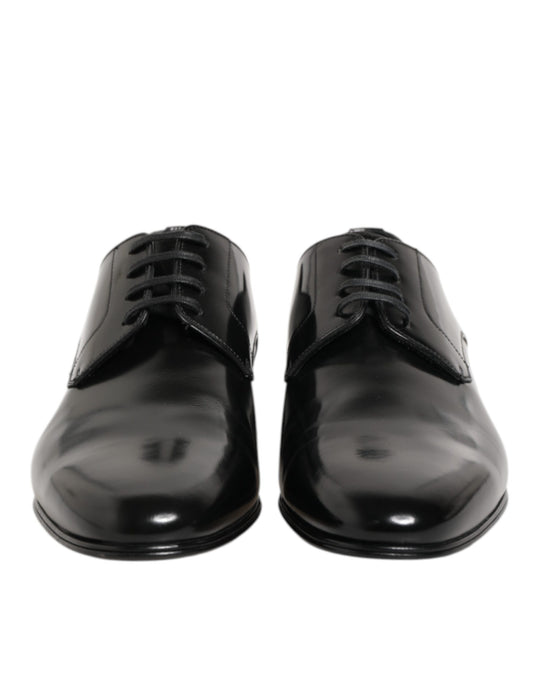 Dolce & Gabbana Black Calfskin Leather Derby Shoes for Men