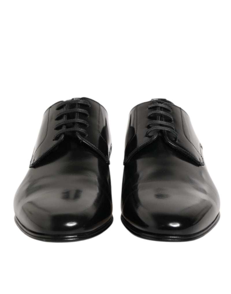 Dolce & Gabbana Black Calfskin Leather Derby Dress Shoes for Men
