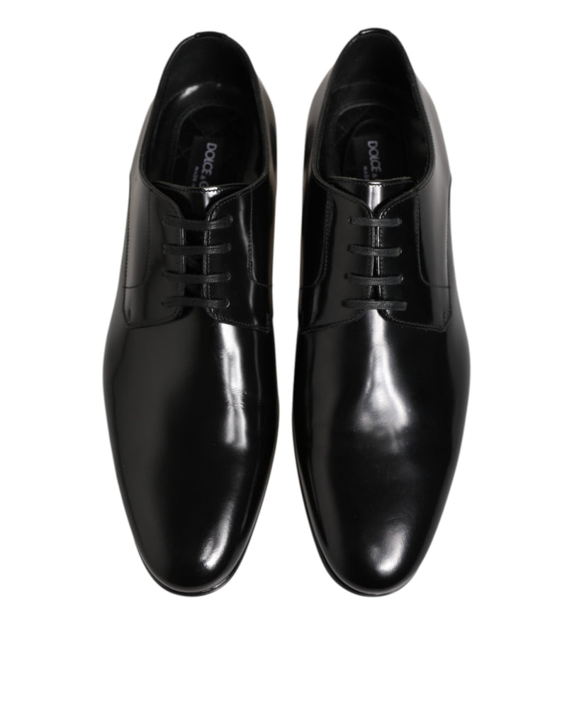 Dolce & Gabbana Black Calfskin Leather Derby Dress Shoes for Men
