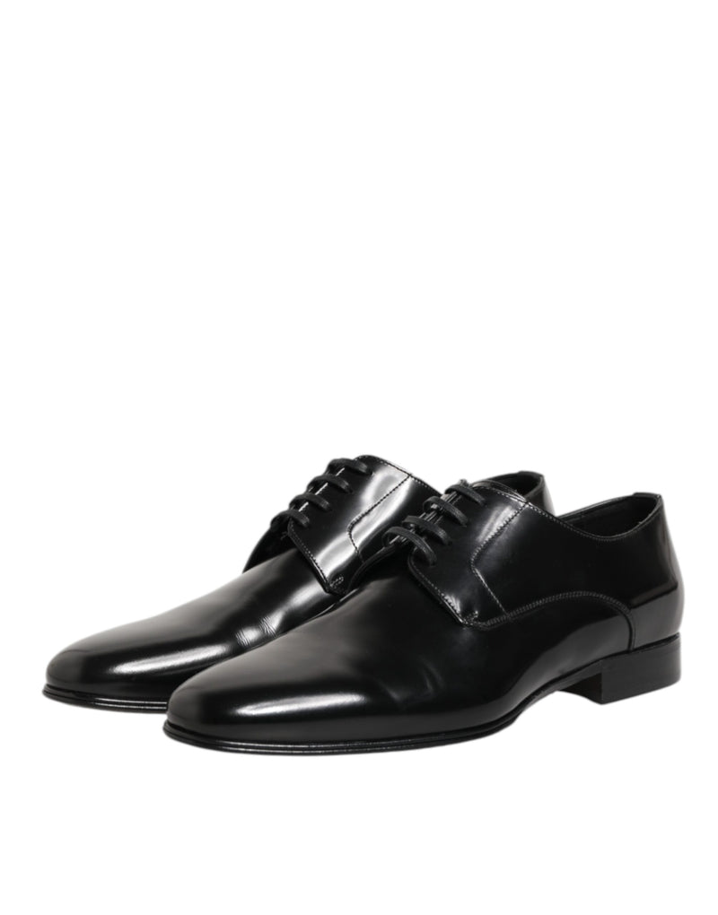 Dolce & Gabbana Black Calfskin Leather Derby Dress Shoes for Men
