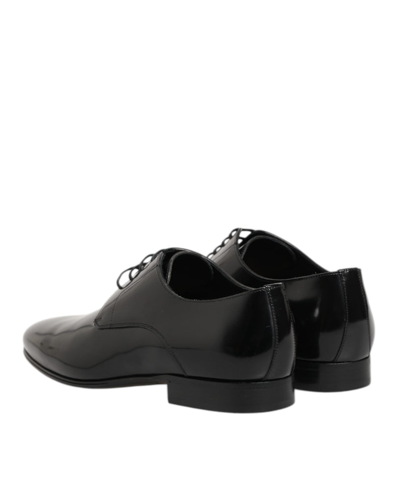 Dolce & Gabbana Black Calfskin Leather Derby Dress Shoes for Men