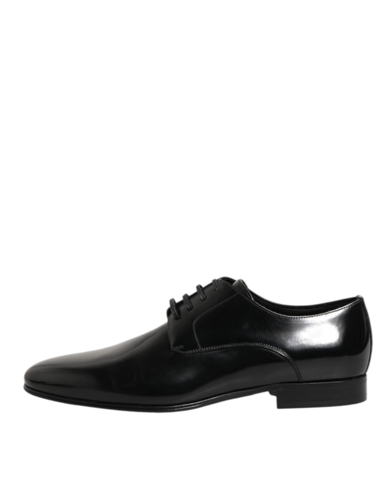 Dolce & Gabbana Black Calfskin Leather Derby Dress Shoes for Men