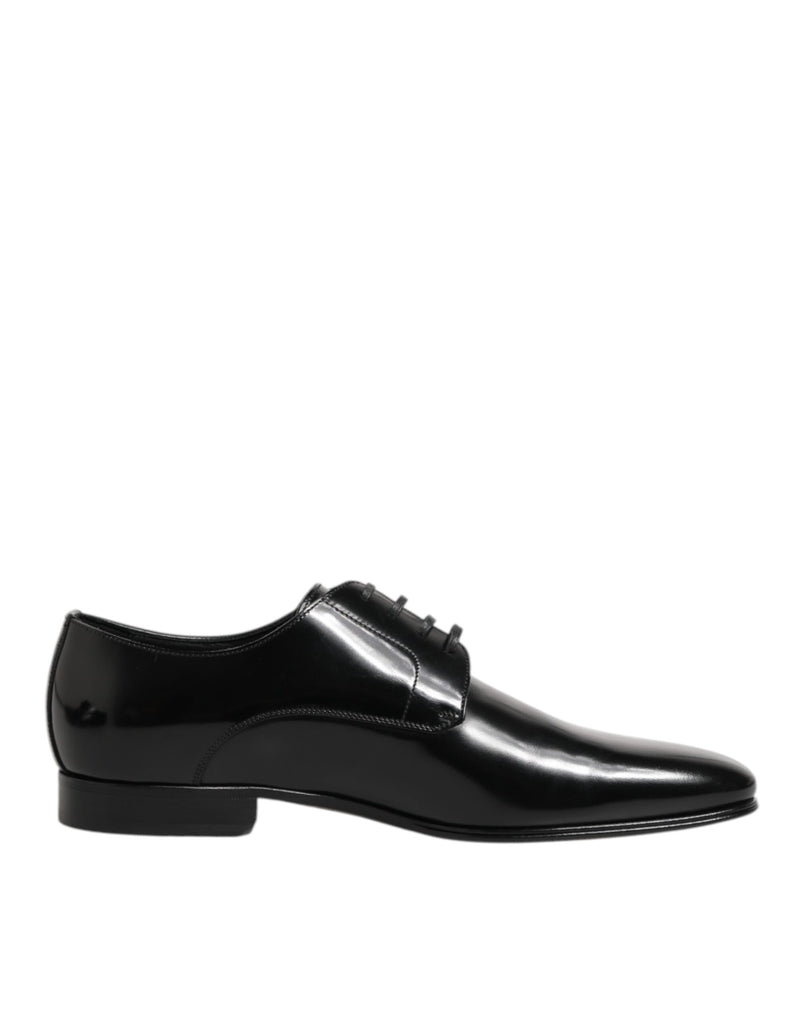 Dolce & Gabbana Black Calfskin Leather Derby Dress Shoes for Men