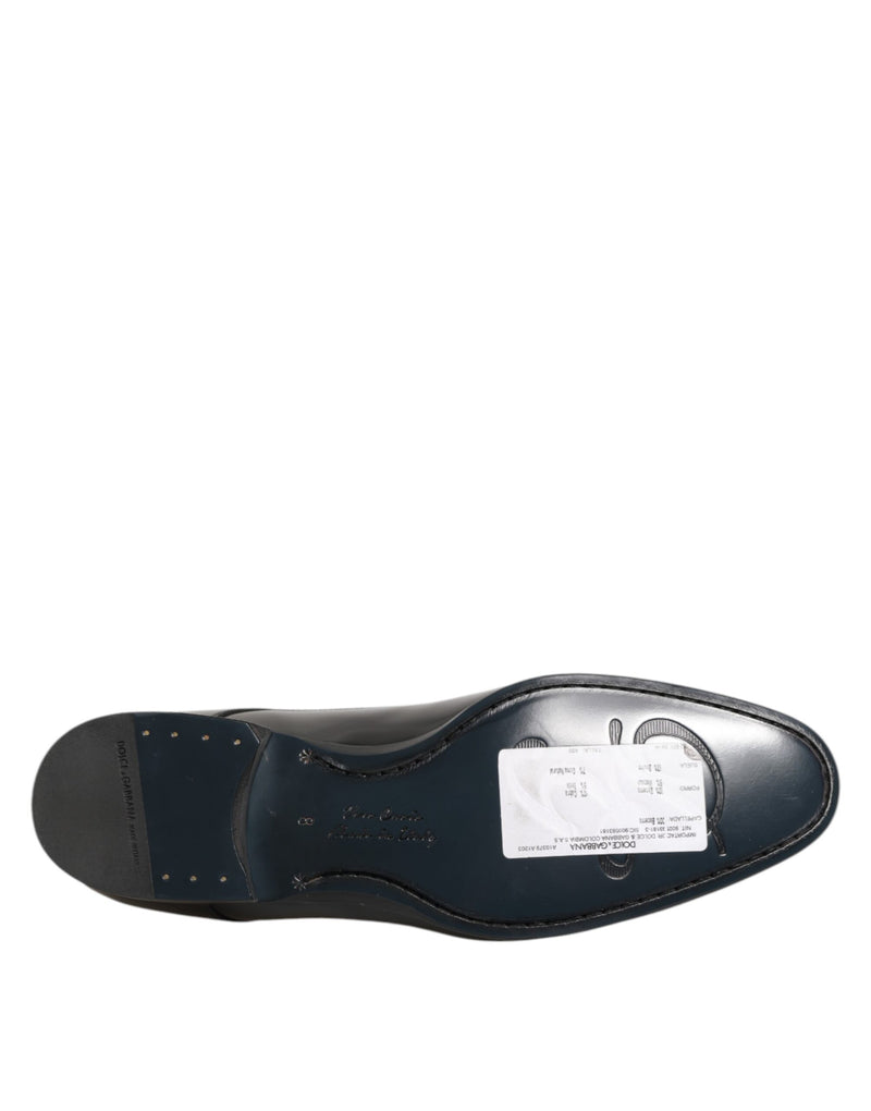 Dolce & Gabbana Black Calfskin Leather Derby Dress Shoes for Men