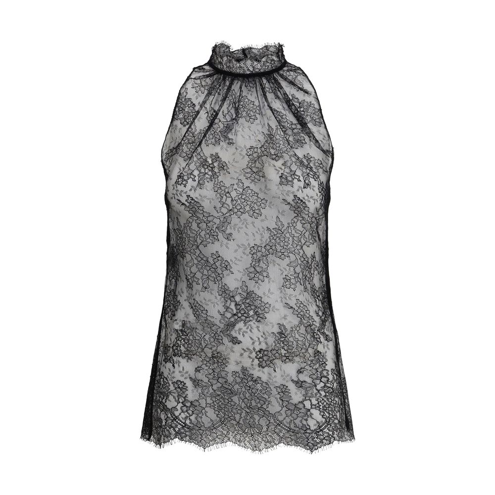 Top noir en dentelle sans manches d'Alexander McQueen