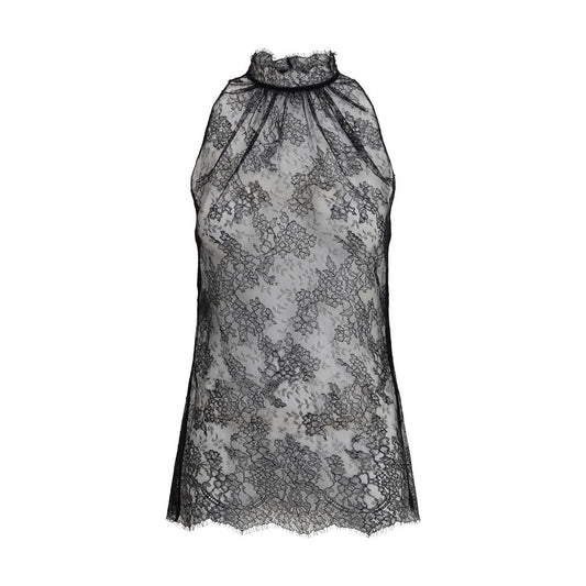 Top noir en dentelle sans manches d'Alexander McQueen